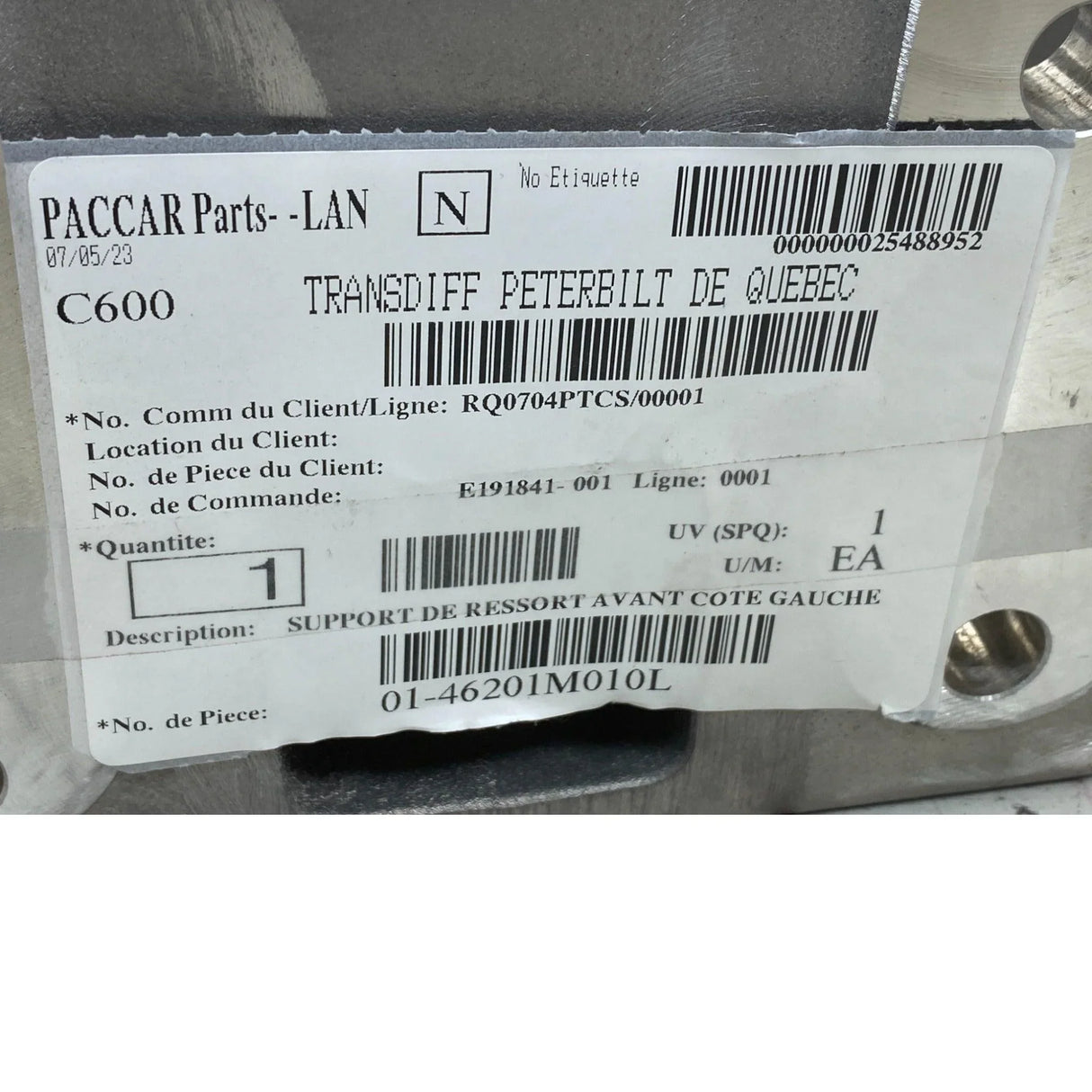 01-46201M010L Genuine Peterbilt Left Spring Hanger Steer Axle for Peterbilt 320 - Truck To Trailer