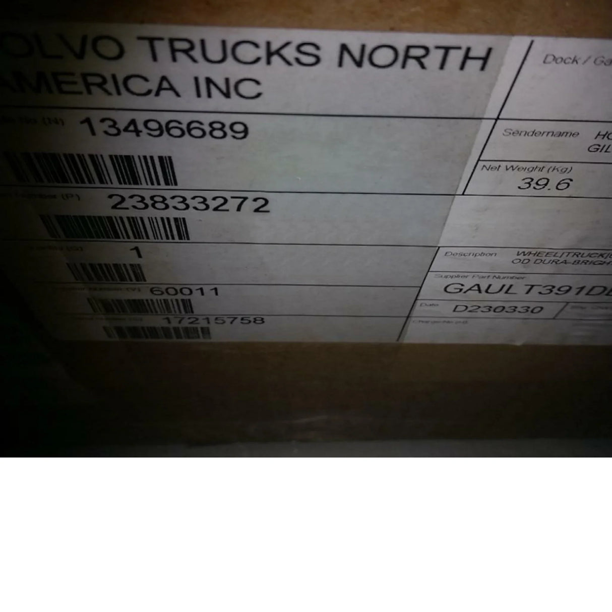 23833272 Genuine Volvo Disc Wheel - Truck To Trailer