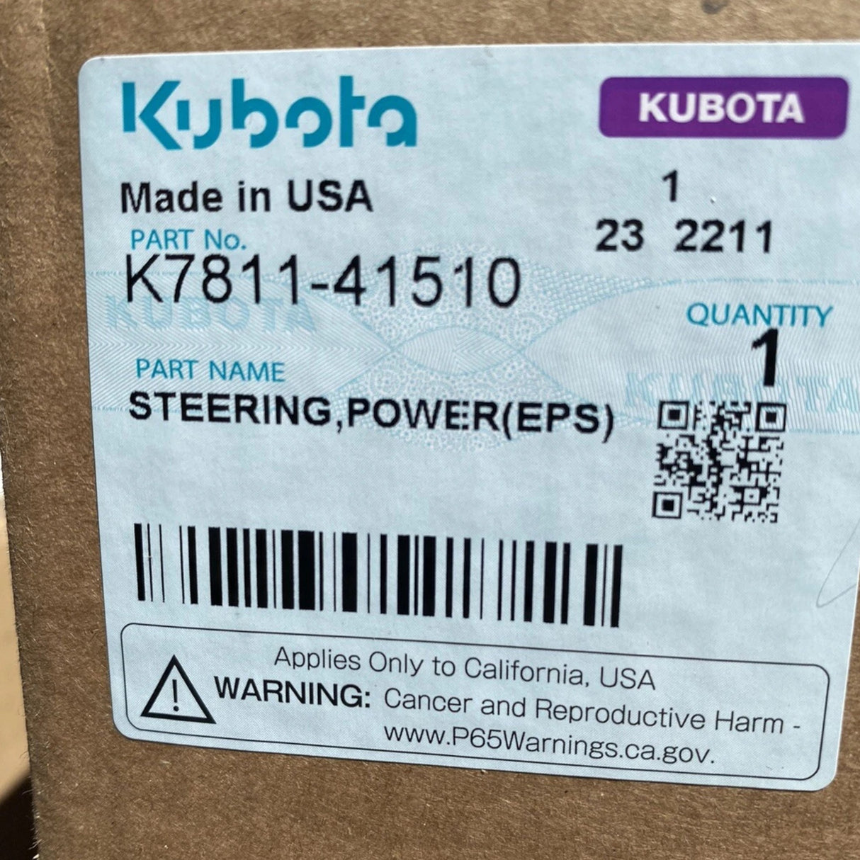K7811-41510 Genuine Kubota Steering, Power (EPS)