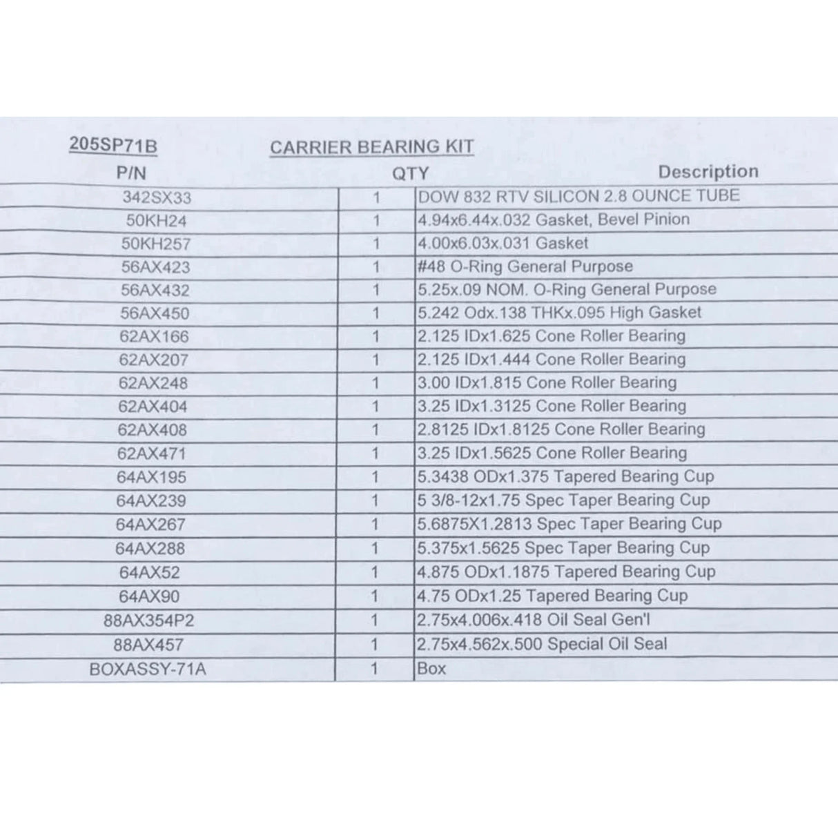 205SP71B Genuine Volvo Carrier Kit - Truck To Trailer