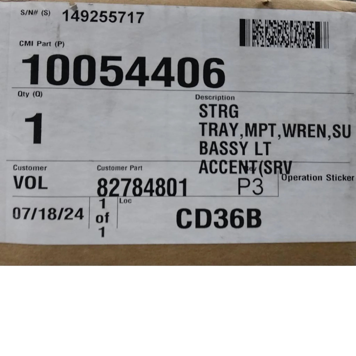 82784801 Genuine Mack Storage Tray - Truck To Trailer