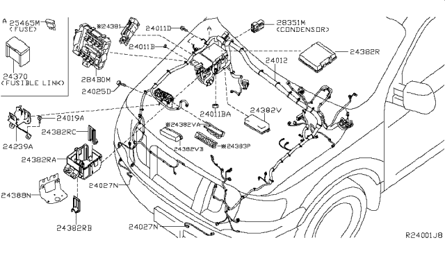 24012-1PB1B Genuine Nissan Harness-Engine Room - Truck To Trailer