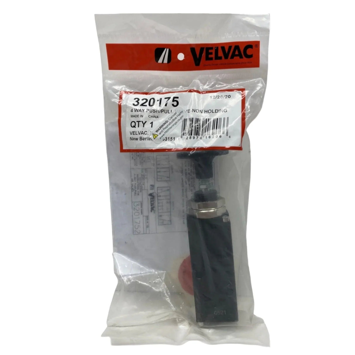 320175 Velvac Four-Way Push/Pull Valve 5 1/4"-18 FPT Ports - Truck To Trailer