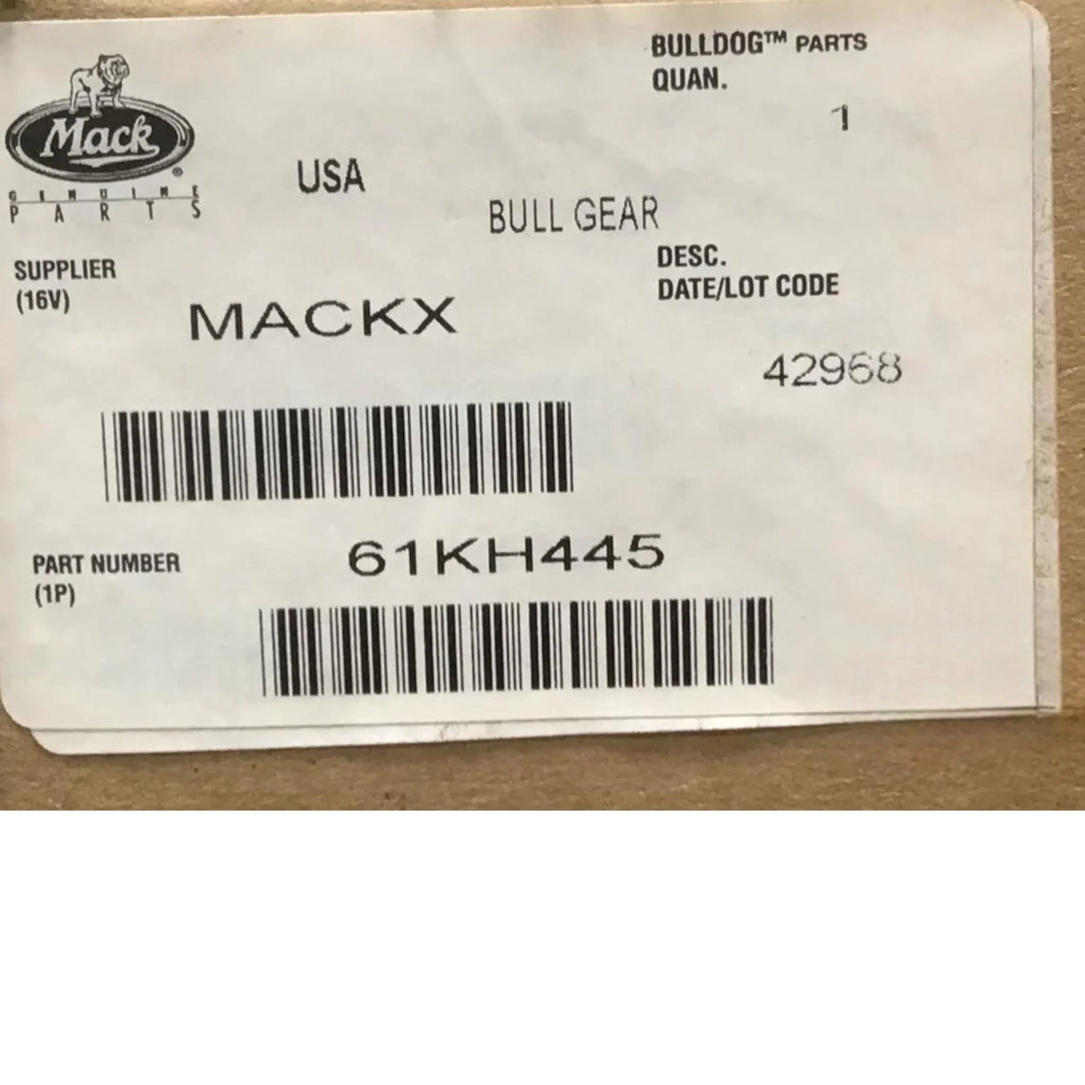 61KH445 Genuine Volvo Bull Gear - Truck To Trailer