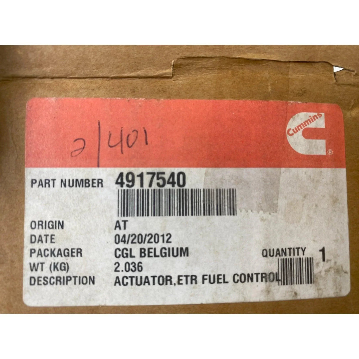 4917540RX Genuine Cummins Actuator Etr Fuel Control - Truck To Trailer
