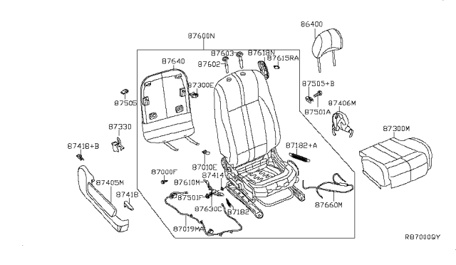 87600-ZN83B Genuine Nissan Back Assembly Front Seat - Truck To Trailer
