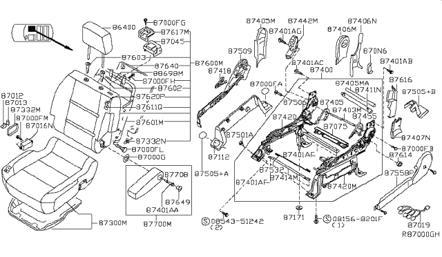 87600-ZR20B Genuine Nissan Back Assy-Front Seat - Truck To Trailer