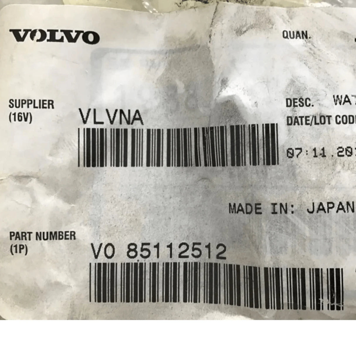 85112512 Genuine Volvo Water Pump - Truck To Trailer