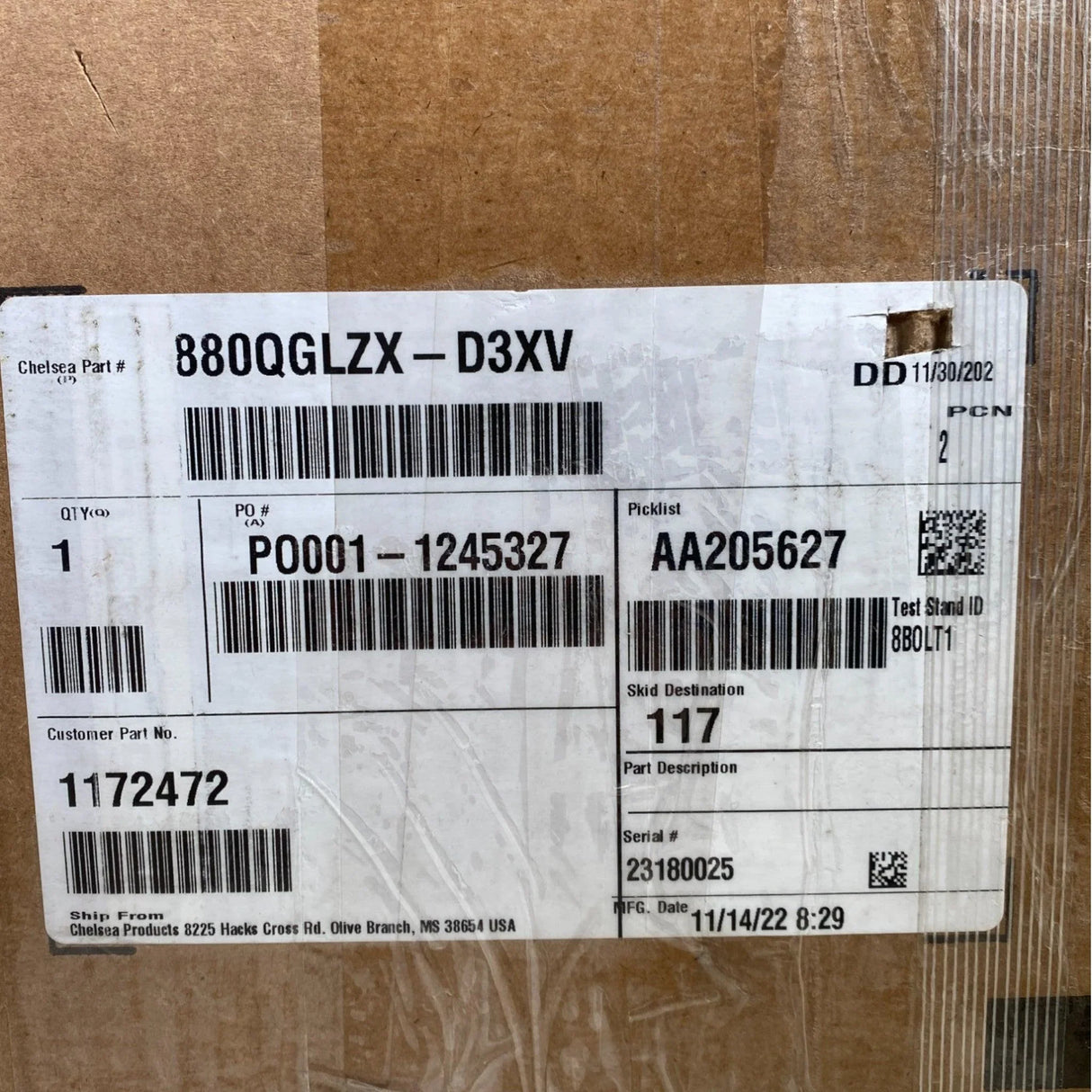 880QGLZX-D3XV Parker Chelsea PTO Power Take Off - Truck To Trailer