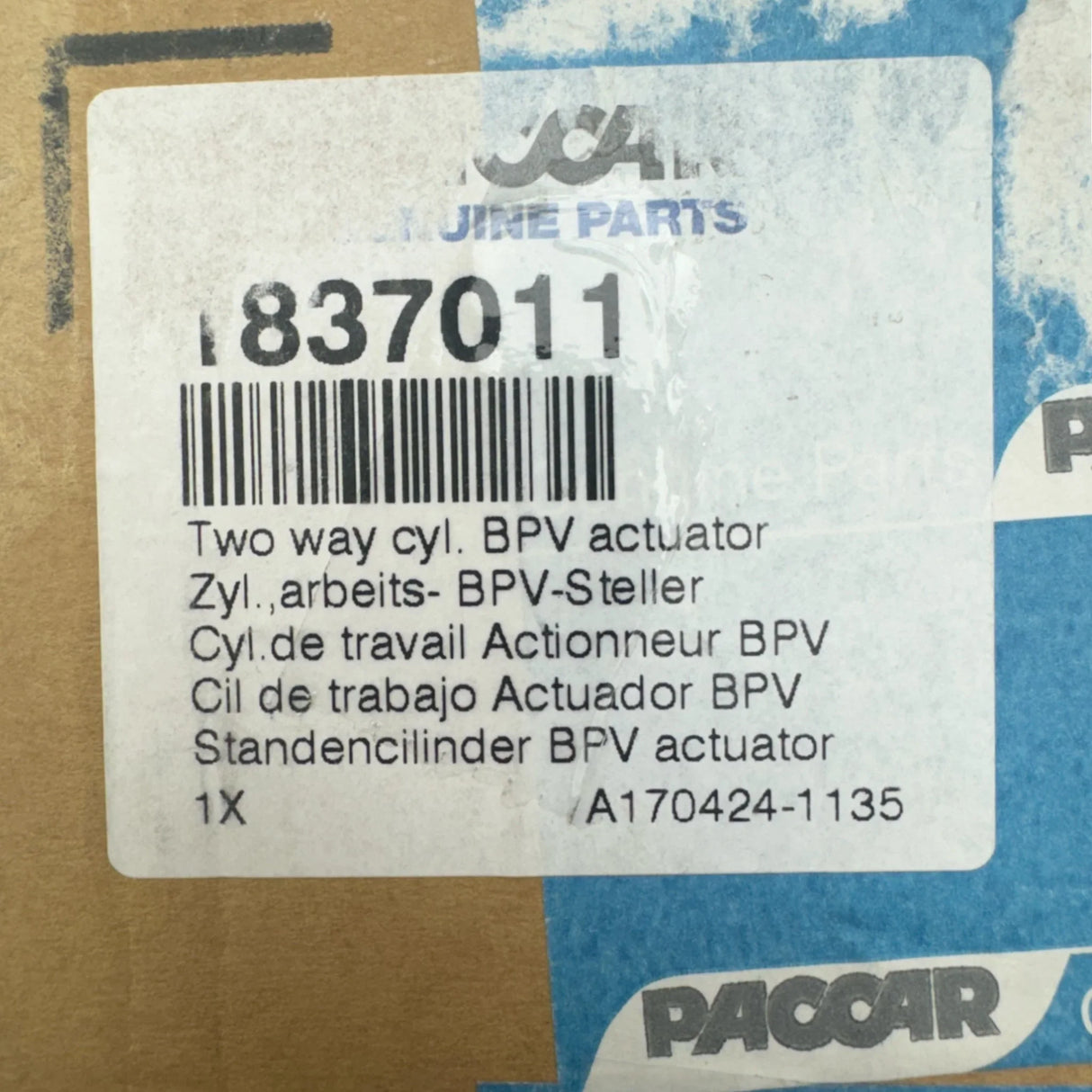 1837011 Genuine Paccar Actuator Bypass Valve - Truck To Trailer