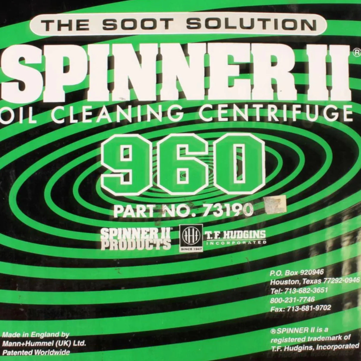 73190 Spinner 2 Products Oil Cleaning Centrifuge - Truck To Trailer