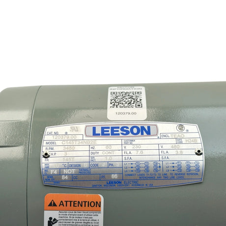 C145T34NB2E Leeson General Purpose Motor 208-230/460V - Truck To Trailer