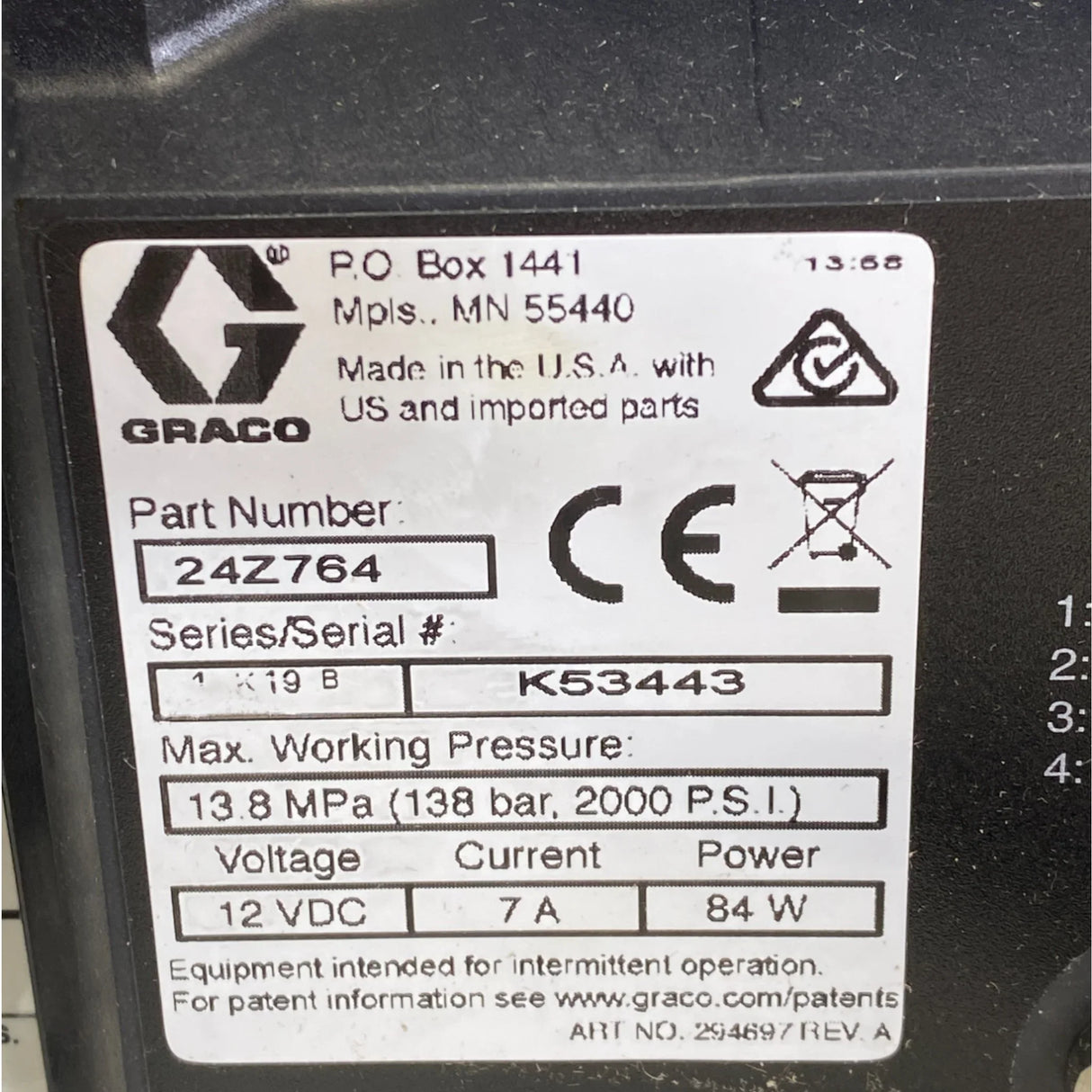 25C990 Genuine Graco Electric Grease Metering Pump Complete 12V - Truck To Trailer
