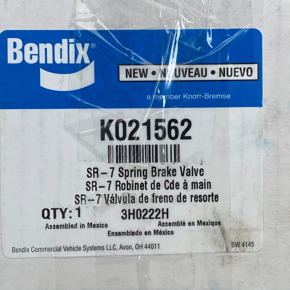 K021562 Genuine Bendix Spring Air Brake Valve SR-7 - Truck To Trailer