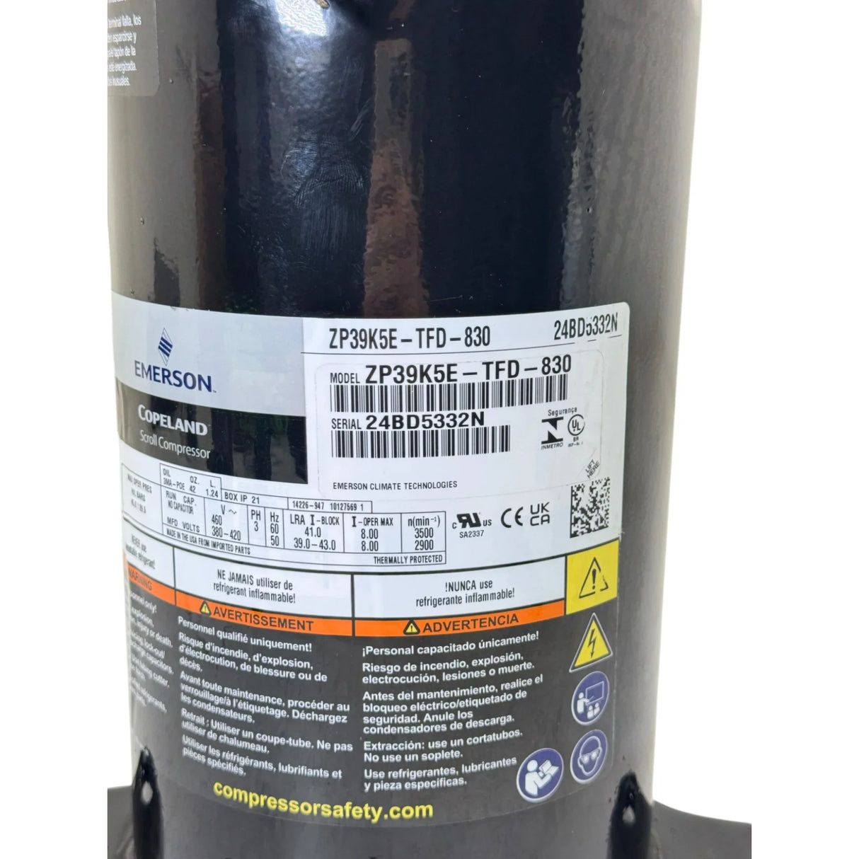 ZP39K5E-TF5-830 Genuine Copeland Scroll Compressor 380-420V - Truck To Trailer