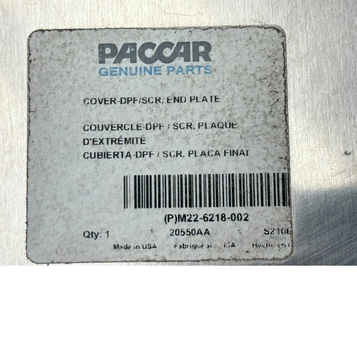 M226218002 Genuine Paccar DPF/SCR End Plate Cover - Truck To Trailer