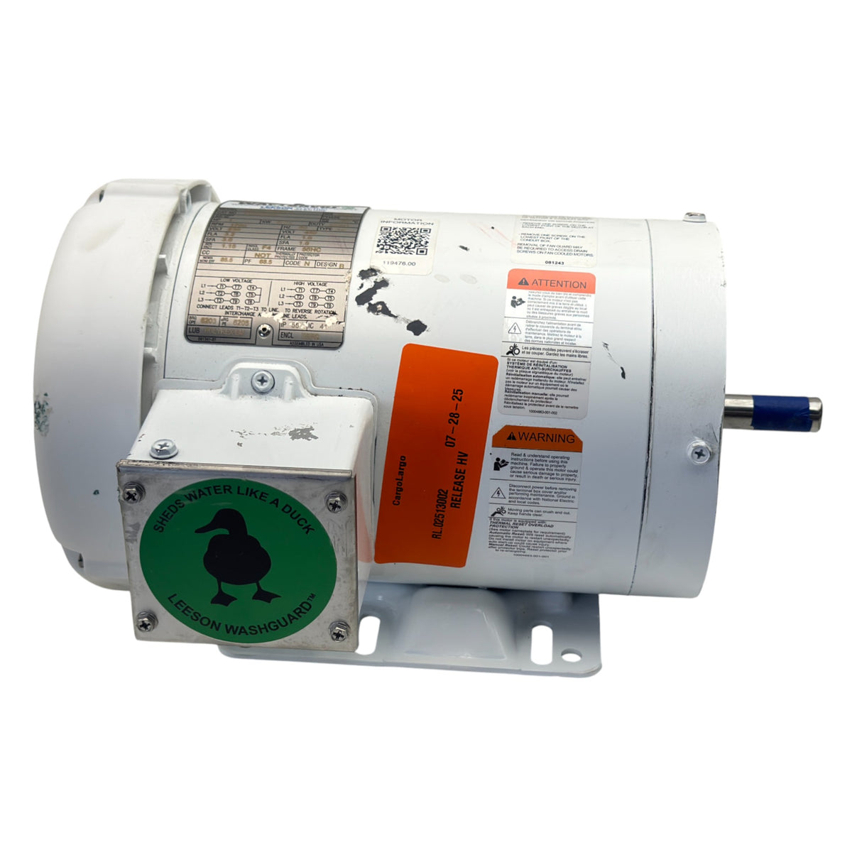 119476.00 Genuine Leeson Washdown Motor 230/460V