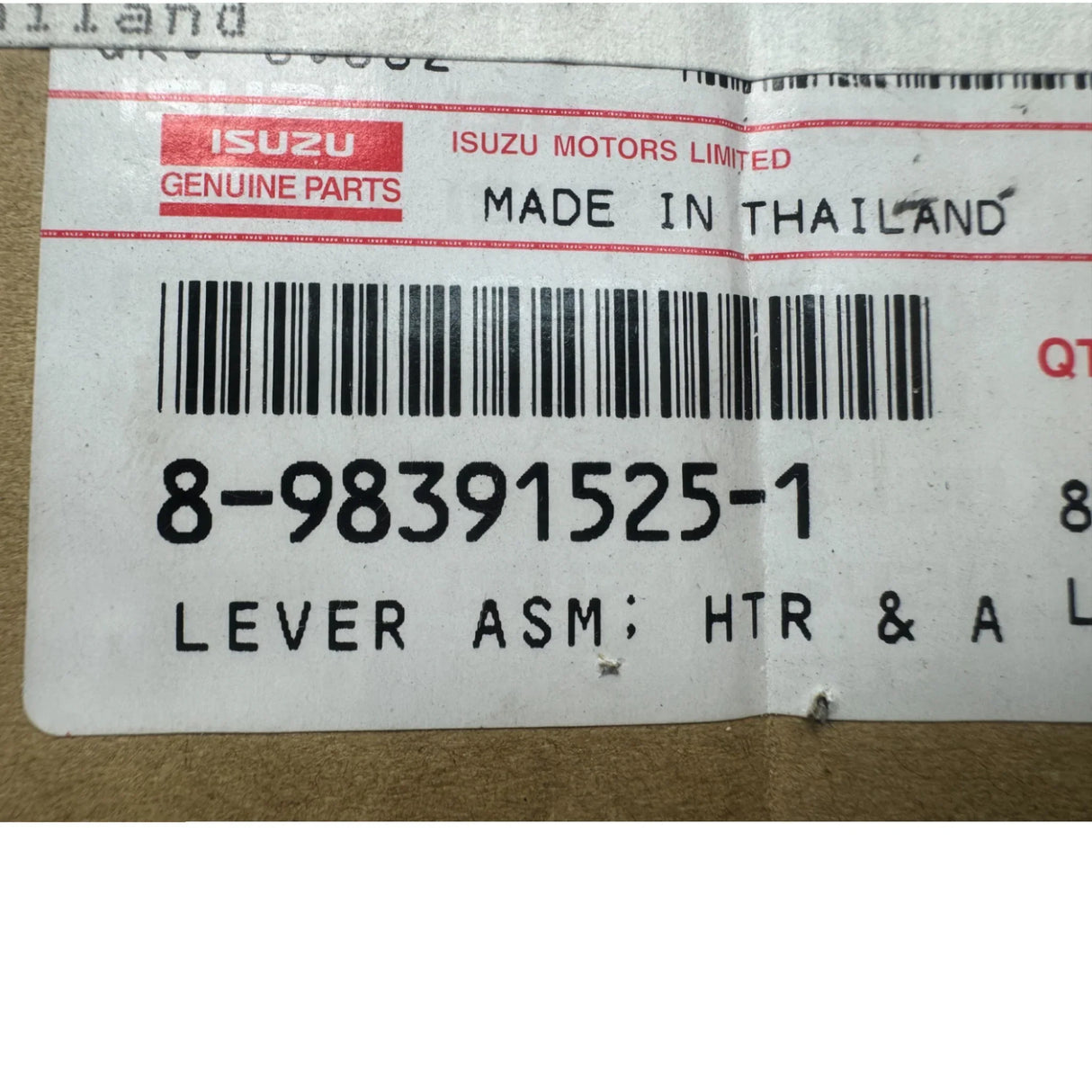 8-98391525-1 Genuine Isuzu Heater Lever Assembly - Truck To Trailer