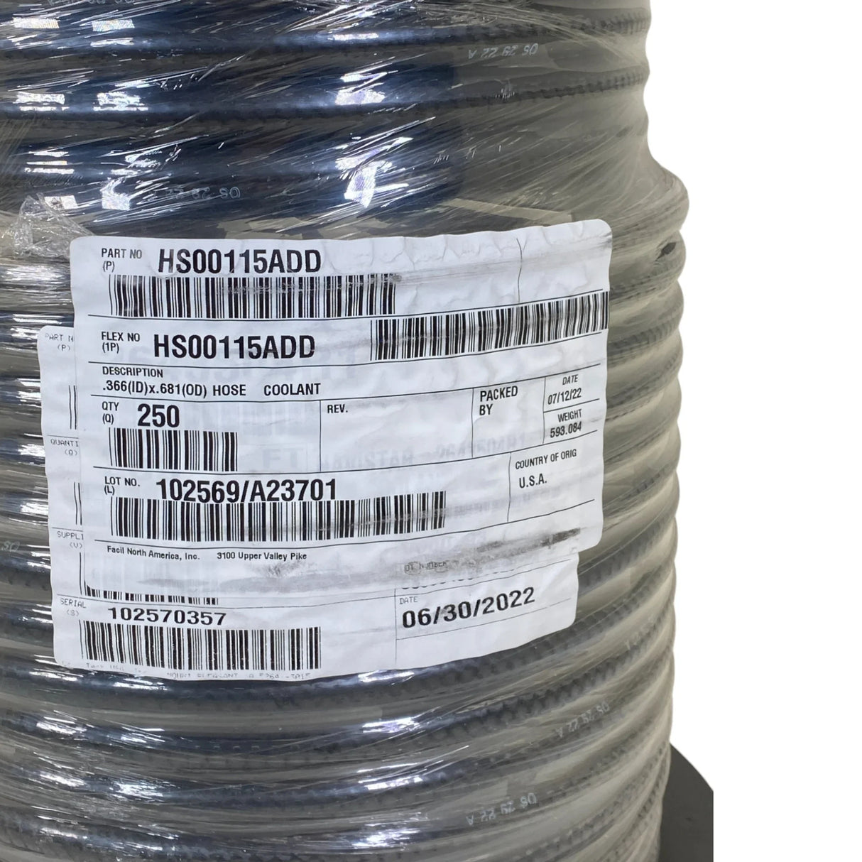 34289 Genuine Fleetrite Premium Coolant Hose 3/8" 246" - Truck To Trailer