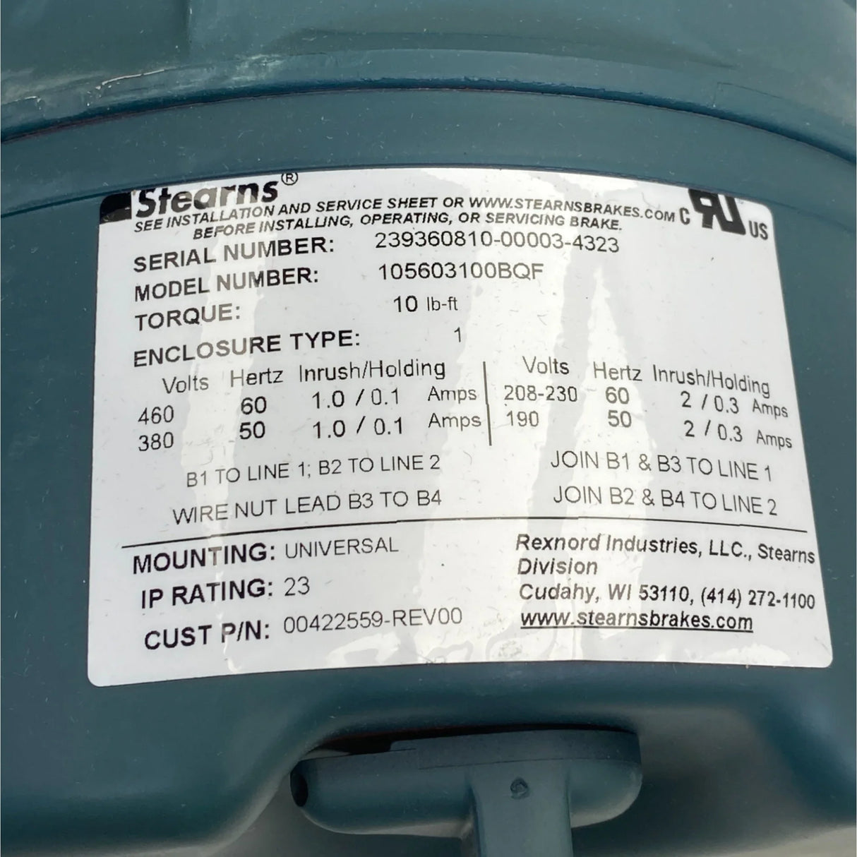 122250.00 Leeson Electric Brake Motor - Truck To Trailer