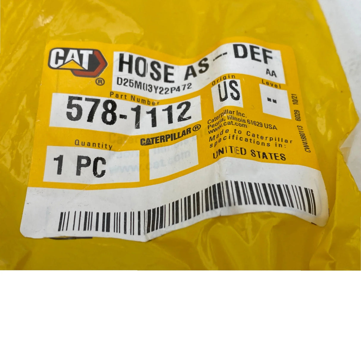 578-1112 Genuine Caterpillar DEF Fluid Hose Assembly - Truck To Trailer