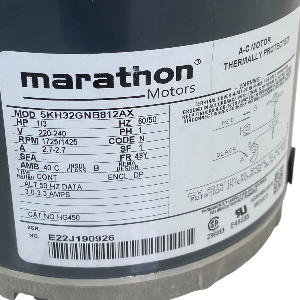 5KH32GNB812X Genuine Marathon Pump Motor HG450 - Truck To Trailer