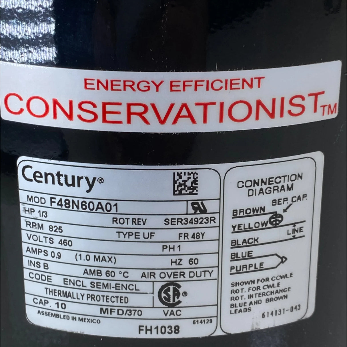 F48N60A01 Century Condenser Fan Motor - Truck To Trailer