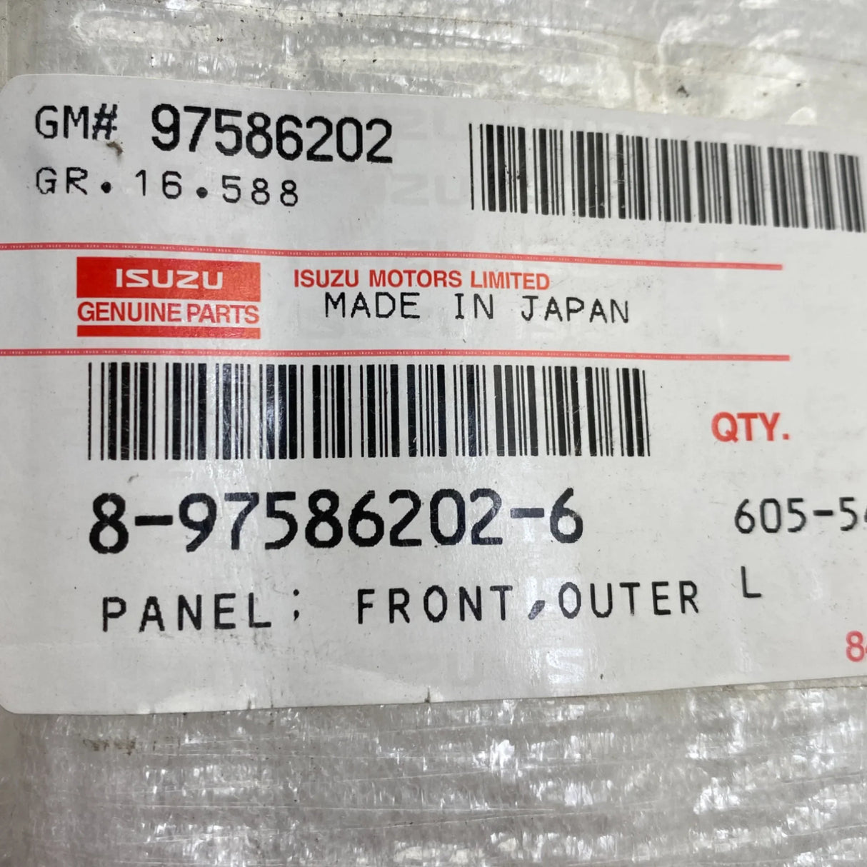 8-97586202-6 Genuine Isuzu Front Outer Panel - Truck To Trailer