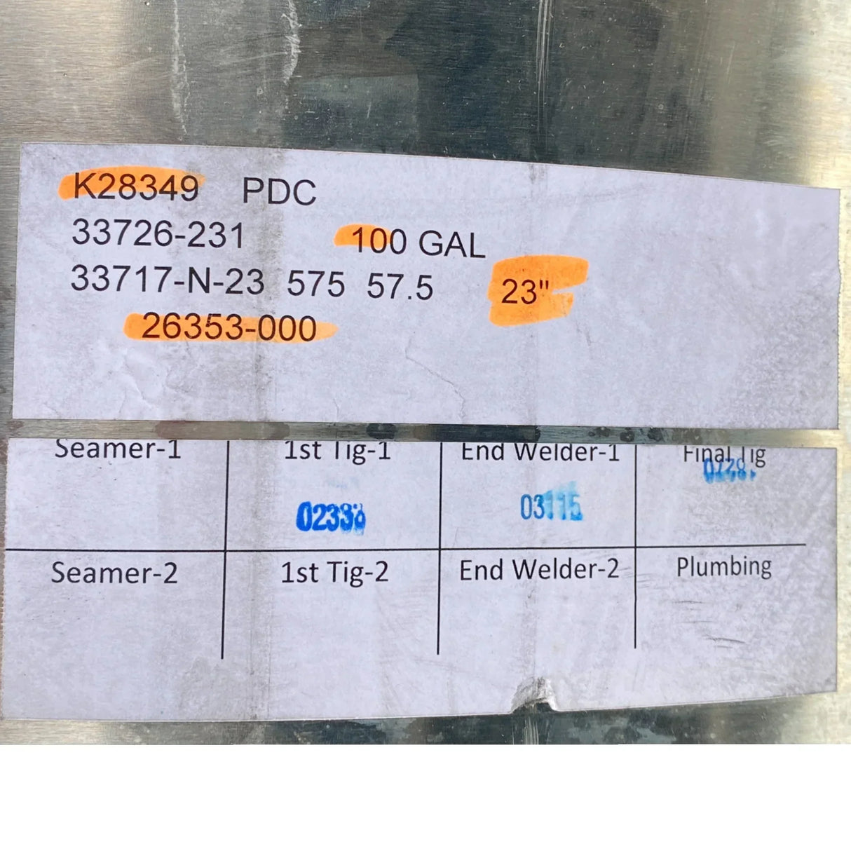 A0333726231 Genuine Freightliner Right Side Fuel Tank Assembly 100Gal - Truck To Trailer