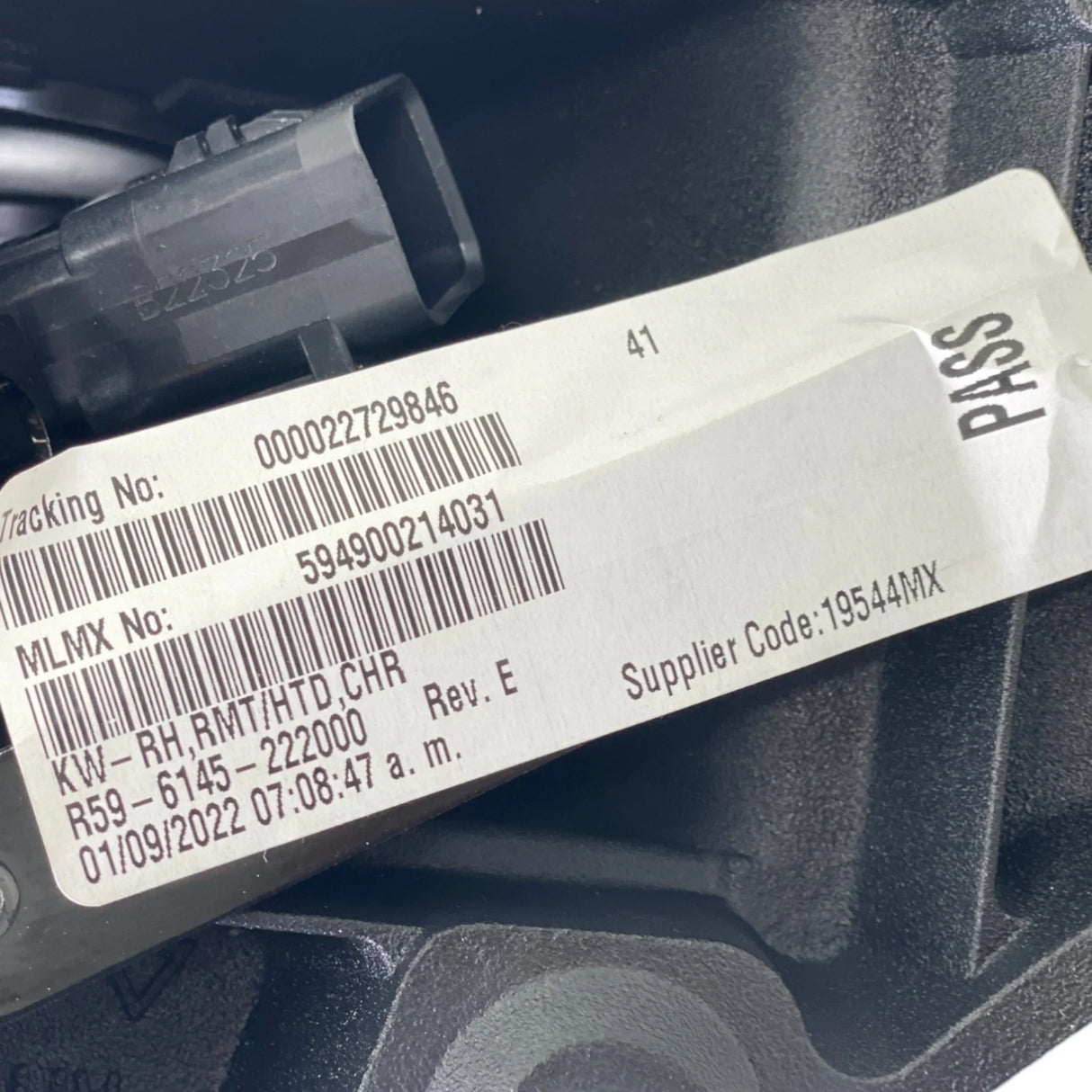 R59-6145-222000 Genuine Kenworth Right Side Chrome Mirror Assembly - Truck To Trailer