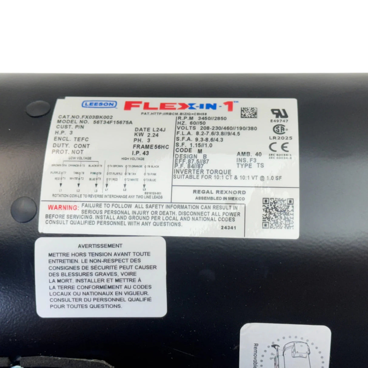FX03BK002 Leeson Electric Motor 208-230/460V - Truck To Trailer