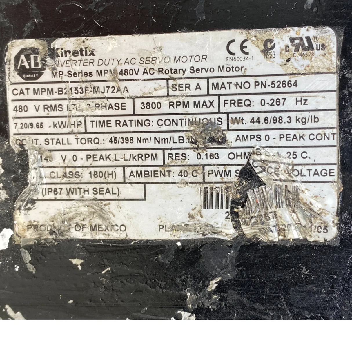 MPM-B2153F-MJ72AA Allen Bradley AC Servo Motor - Truck To Trailer