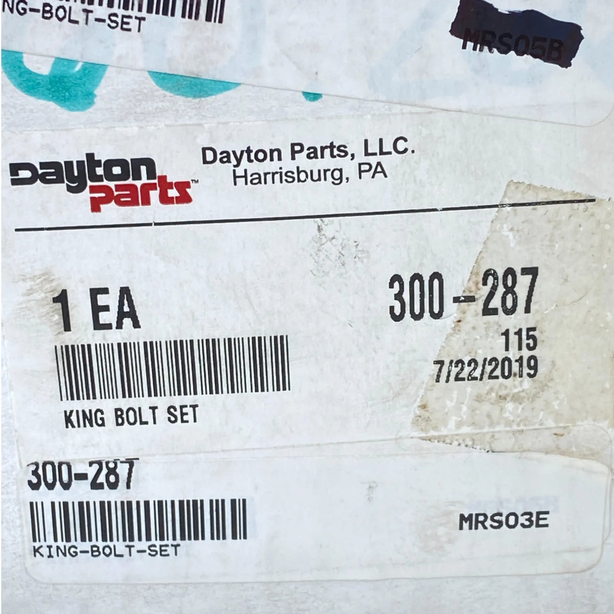 300-287 Dayton King Pin Set - Truck To Trailer