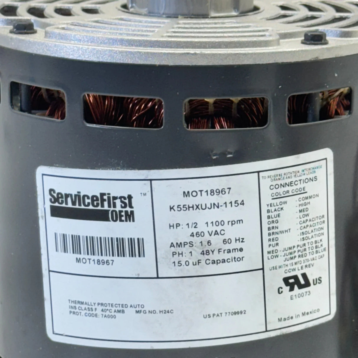 MOT18967 Genuine Trane Blower Motor 1/2 HP 1100 RPM 460V - Truck To Trailer