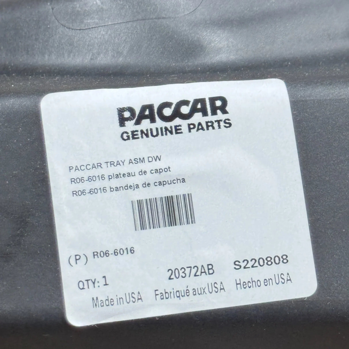 R06-6016 Genuine Paccar Cowl Tray Panel - Truck To Trailer