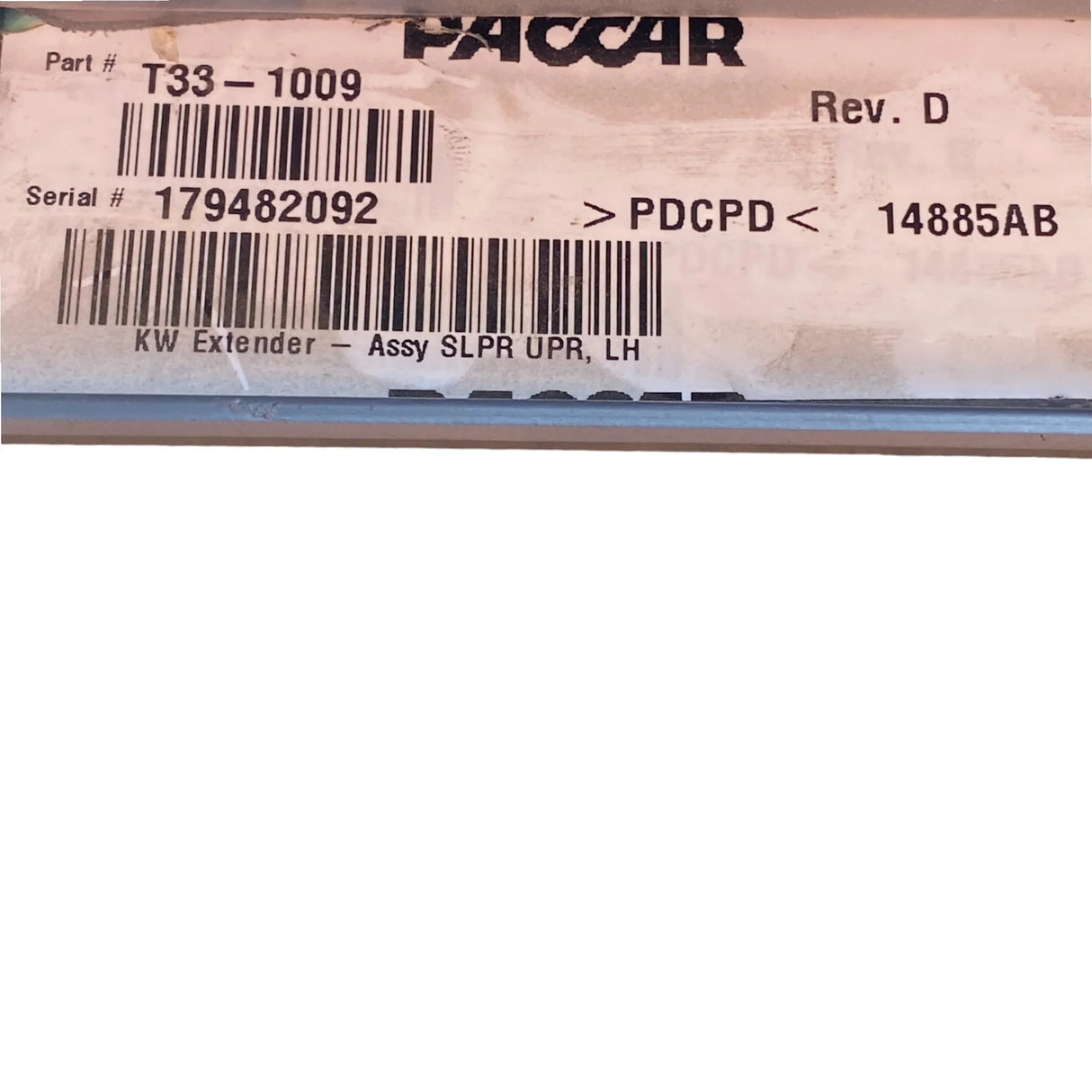 T33-1051 Genuine Kenworth Upper Sleeper Extender - Truck To Trailer