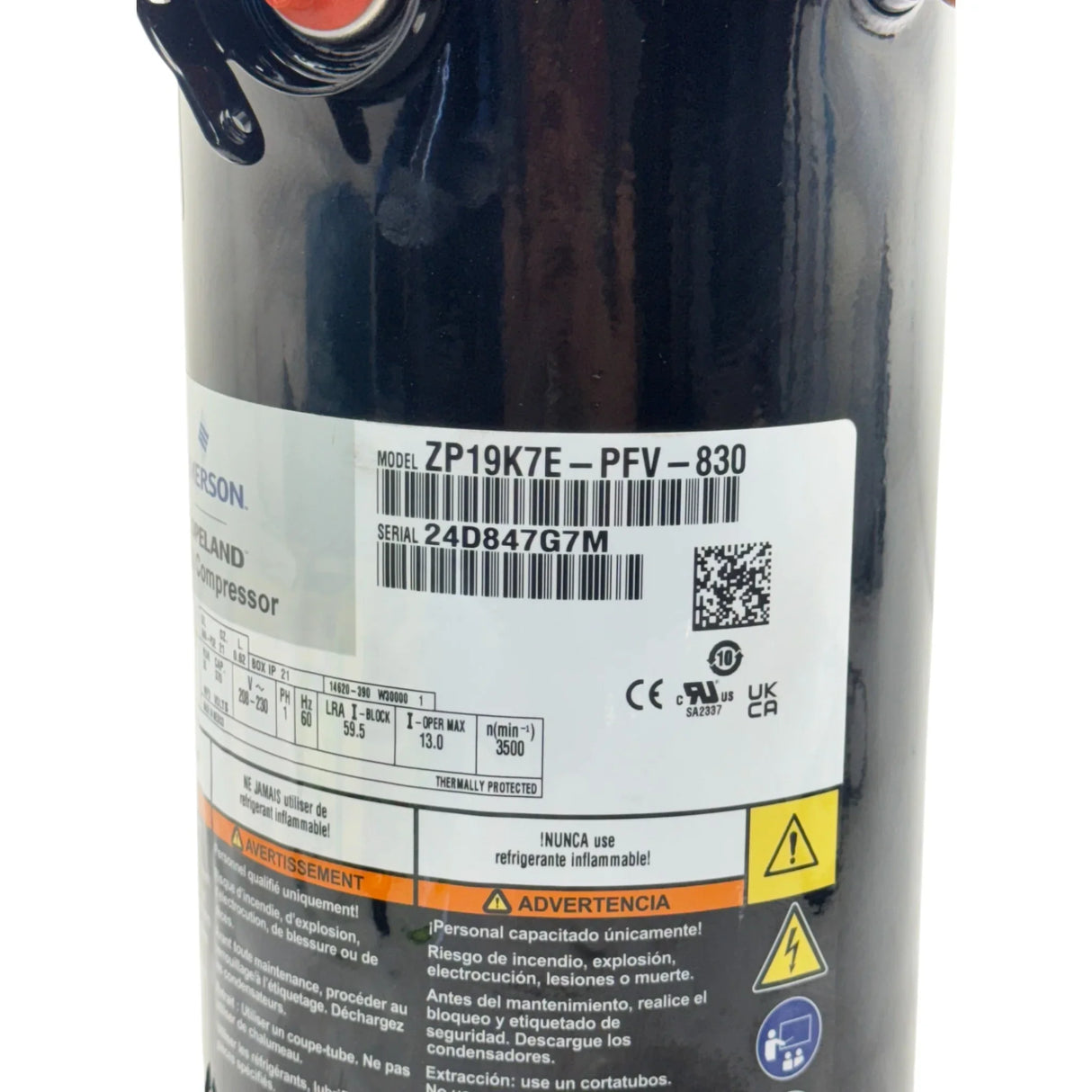 ZP19K7E-PFV-830 Genuine Copeland Scroll Compressor 208-230V - Truck To Trailer