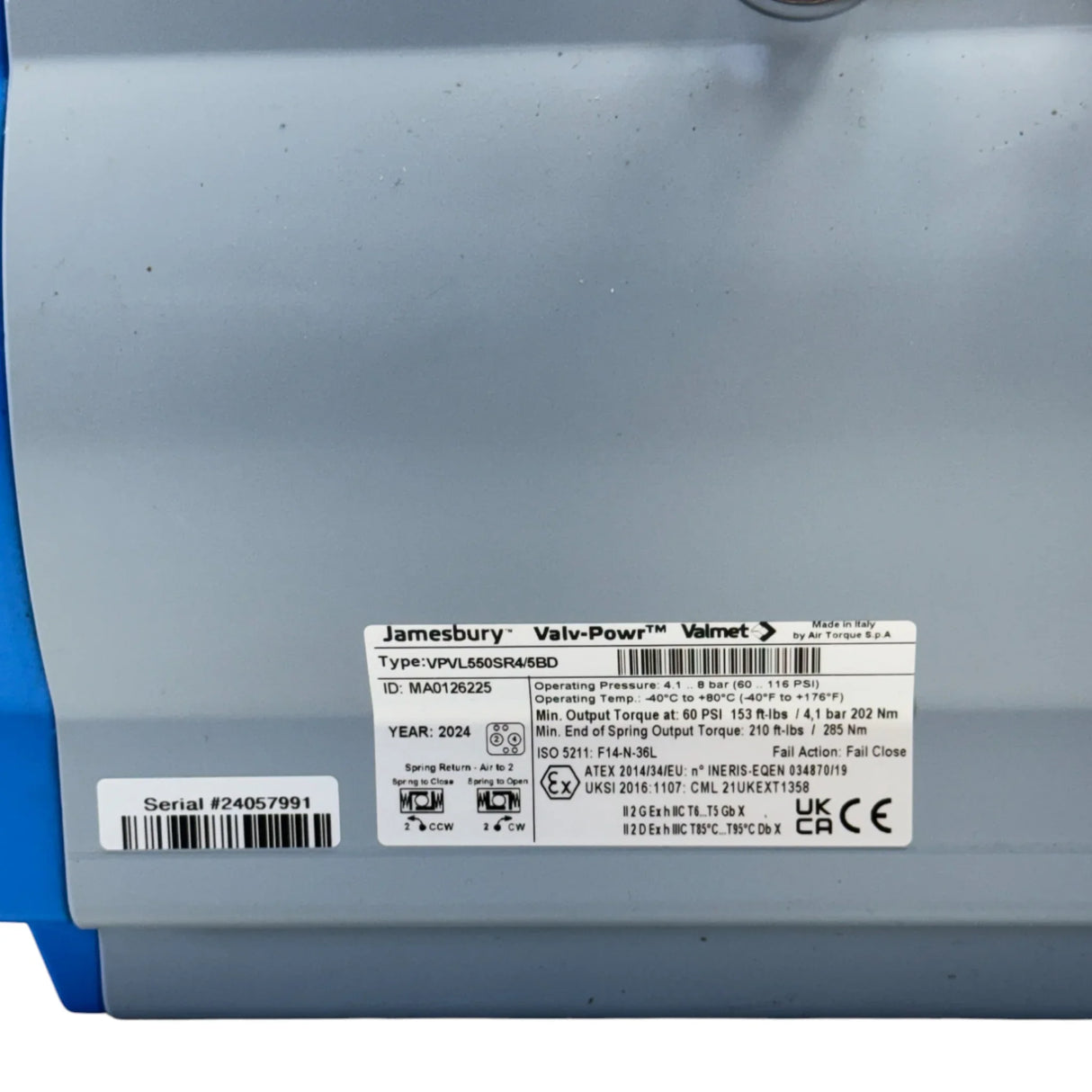 VPVL550SR4 Jamesbury Pneumatic Actuator