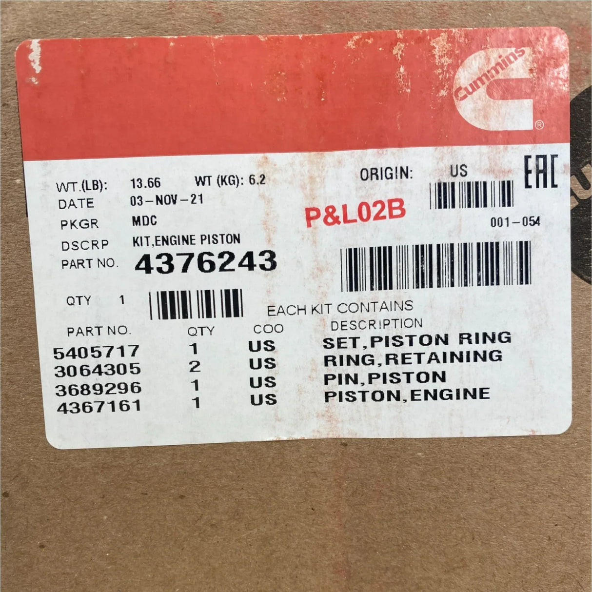 4955968 Genuine Cummins Engine Piston Kit - Truck To Trailer