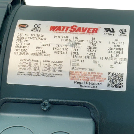 121180.00 Leeson General Purpose Motor 208-230/460V
