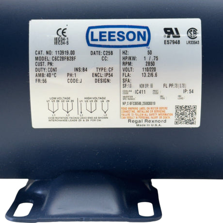 113913.00 Genuine Leeson Electric Motor