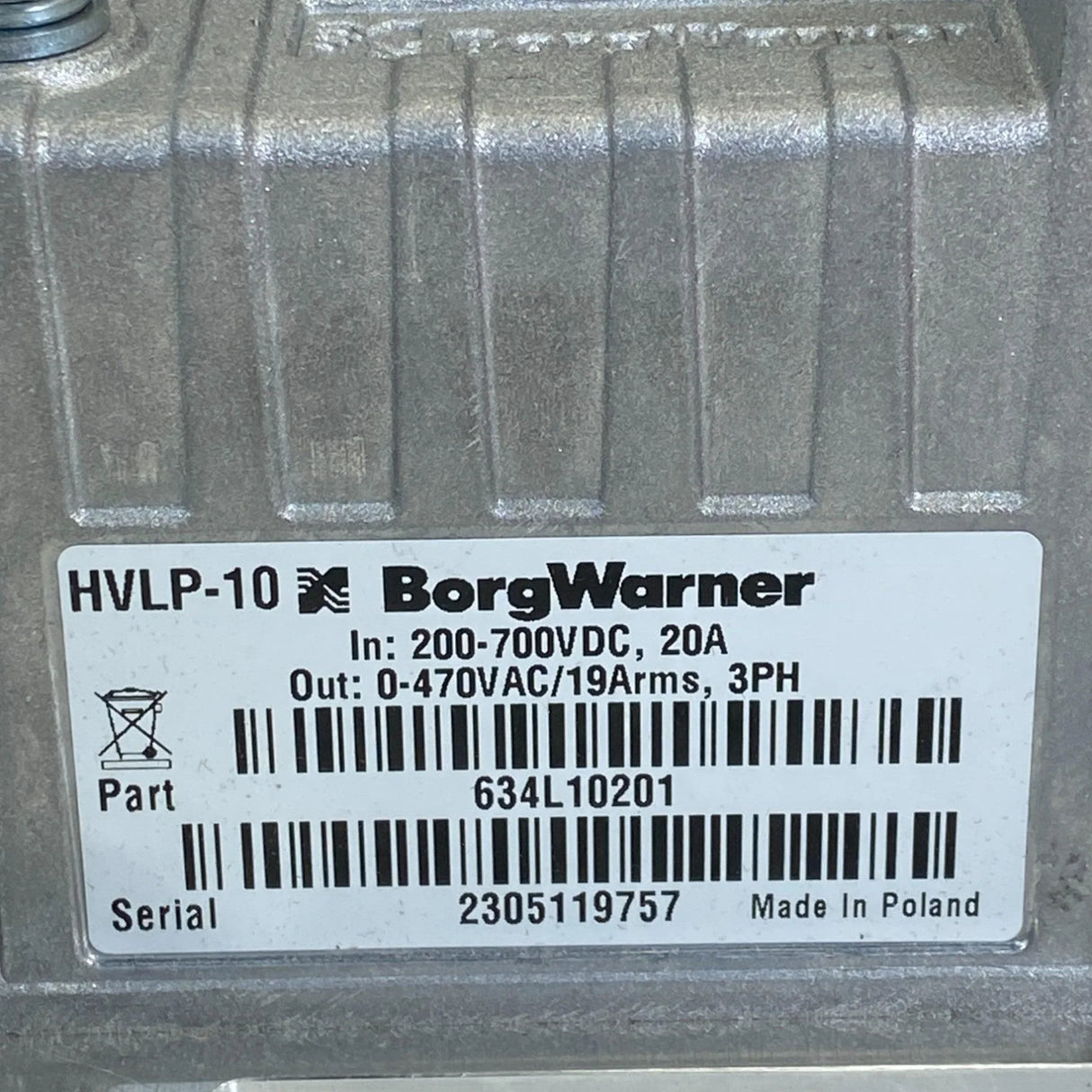 634L10201 Borg Warner ALPHA HVLP-10 Air Cooled AC Controller 700VDC Up to 10kW - Truck To Trailer