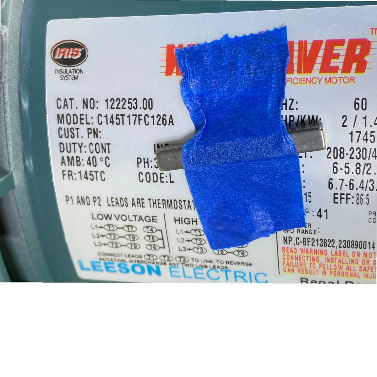 145TTFR16429 Leeson Brake Motor 2HP 1740RPM 145TC TEFC 208-230/460Volt 3Phase - Truck To Trailer