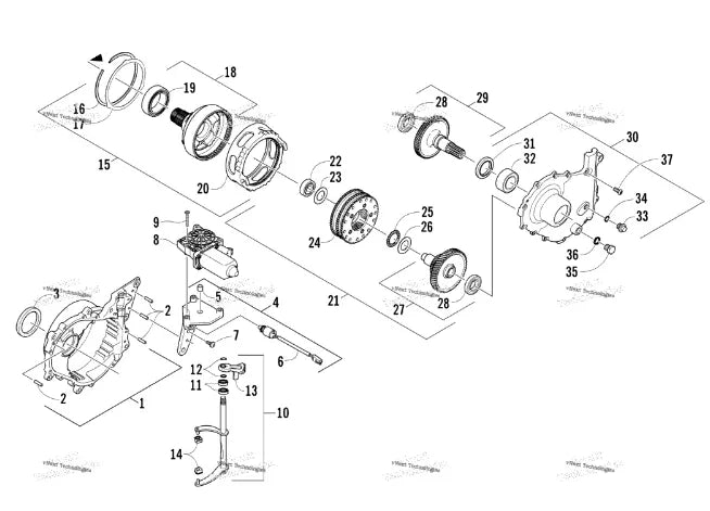 0702-954 Arctic Cat GEARCASE,REV-ACT-54T/66T 5P-M ASSY - Truck To Trailer