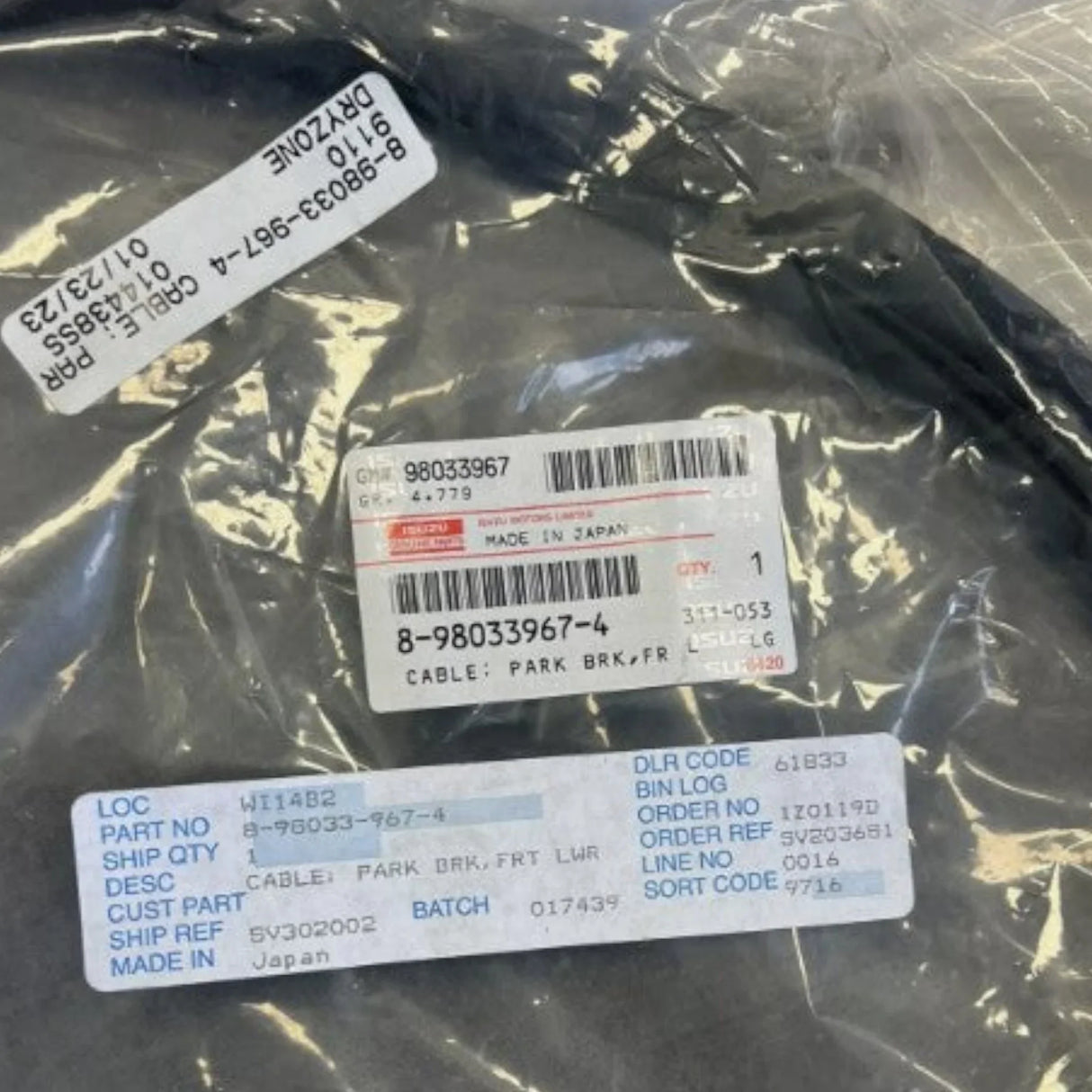 98033967 Isuzu Cable Emergency Parking Brake - Truck To Trailer