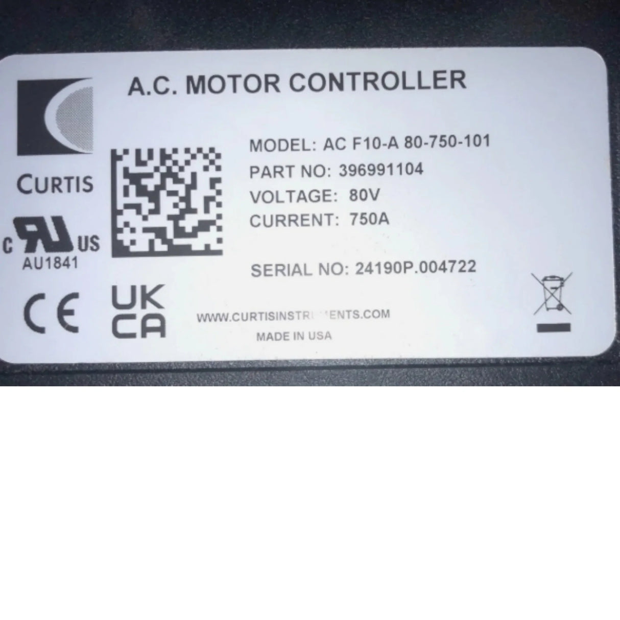 AC F10-A 80-750-101 Curtis AC Motor Controller - Truck To Trailer