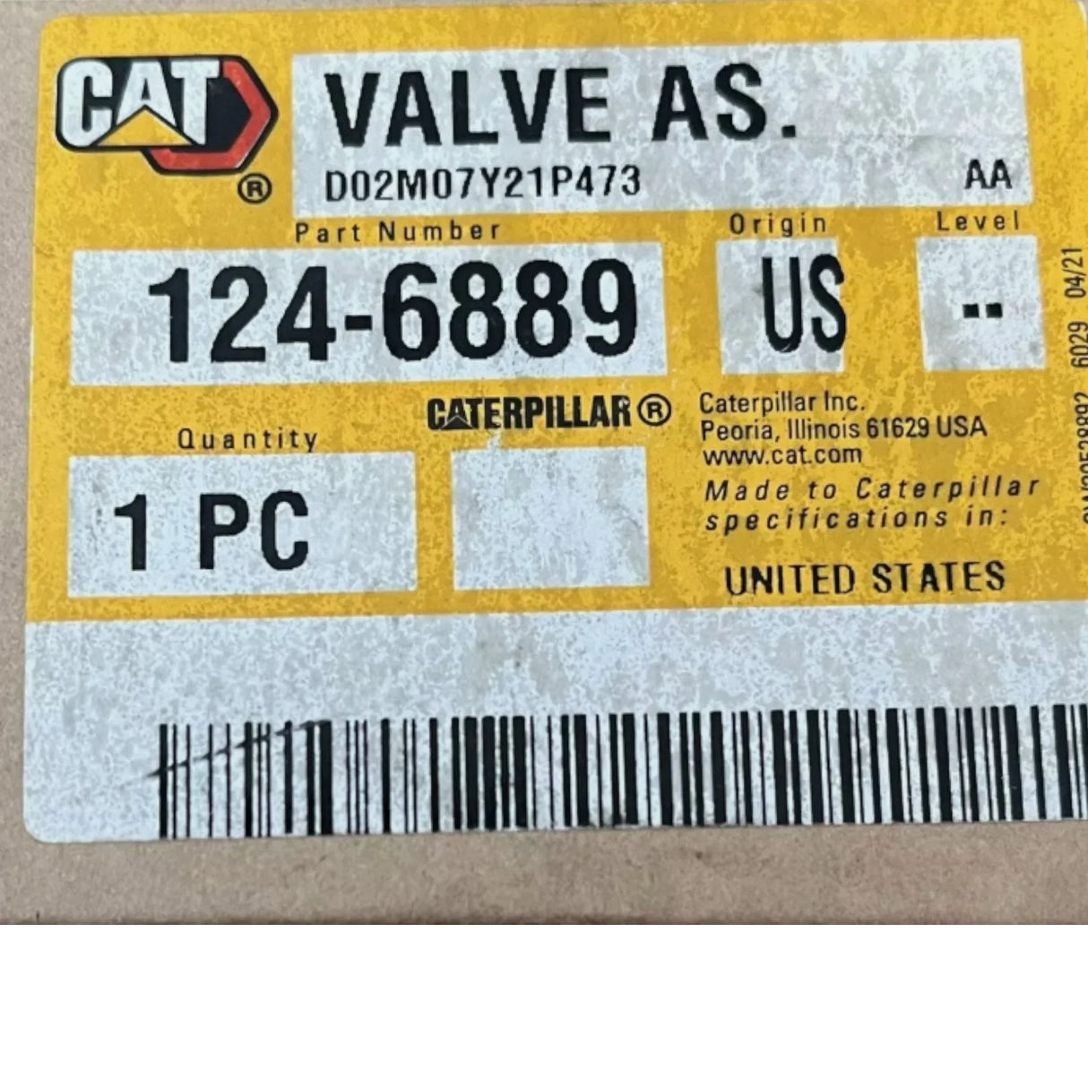 124-6889 CAT Hydraulic Sample Valve - Truck To Trailer