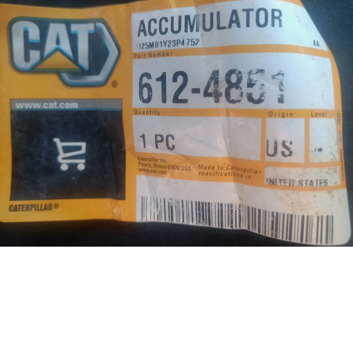 612-4851 CAT 6.2 Liter Capacity Charged Hydraulic Accumulator - Truck To Trailer