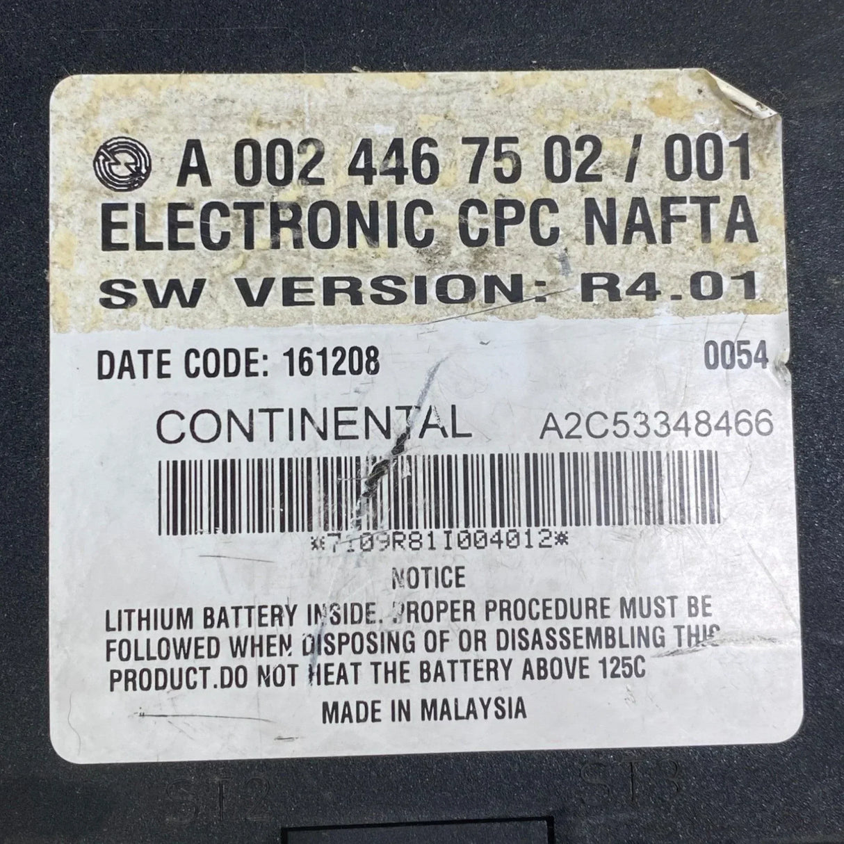 A0024466802 Genuine Freightliner Cpc Cab Control Module Used - Truck To Trailer