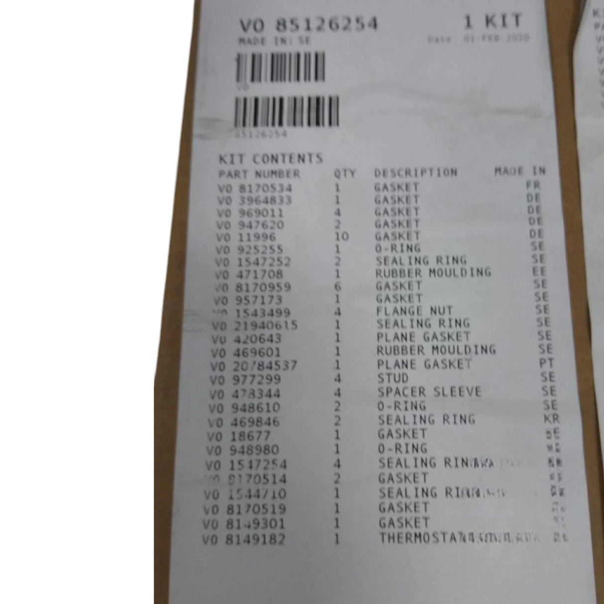 85126254 Genuine Volvo Mounting Kit - Truck To Trailer